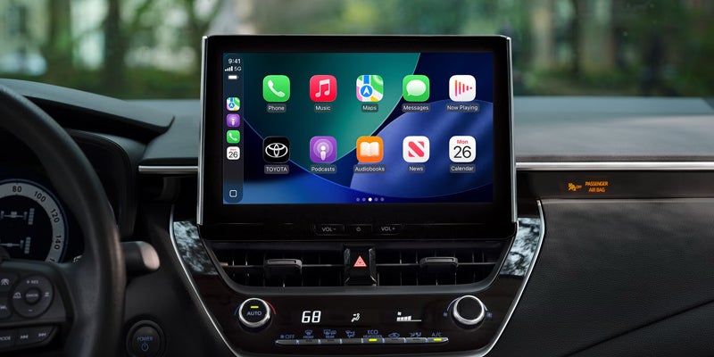 2027 Toyota Corolla dashboard touchscreen and automatic climate control buttons