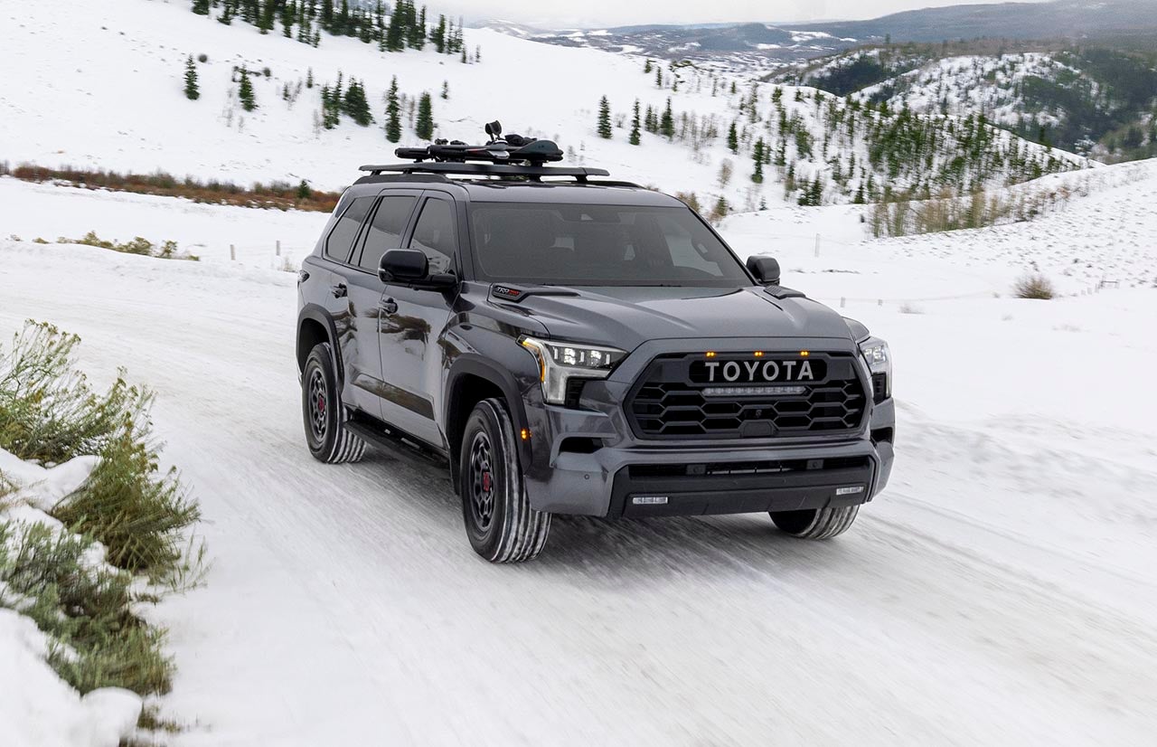 Toyota Sequoia navigating winter mountain roads in Sheridan WY