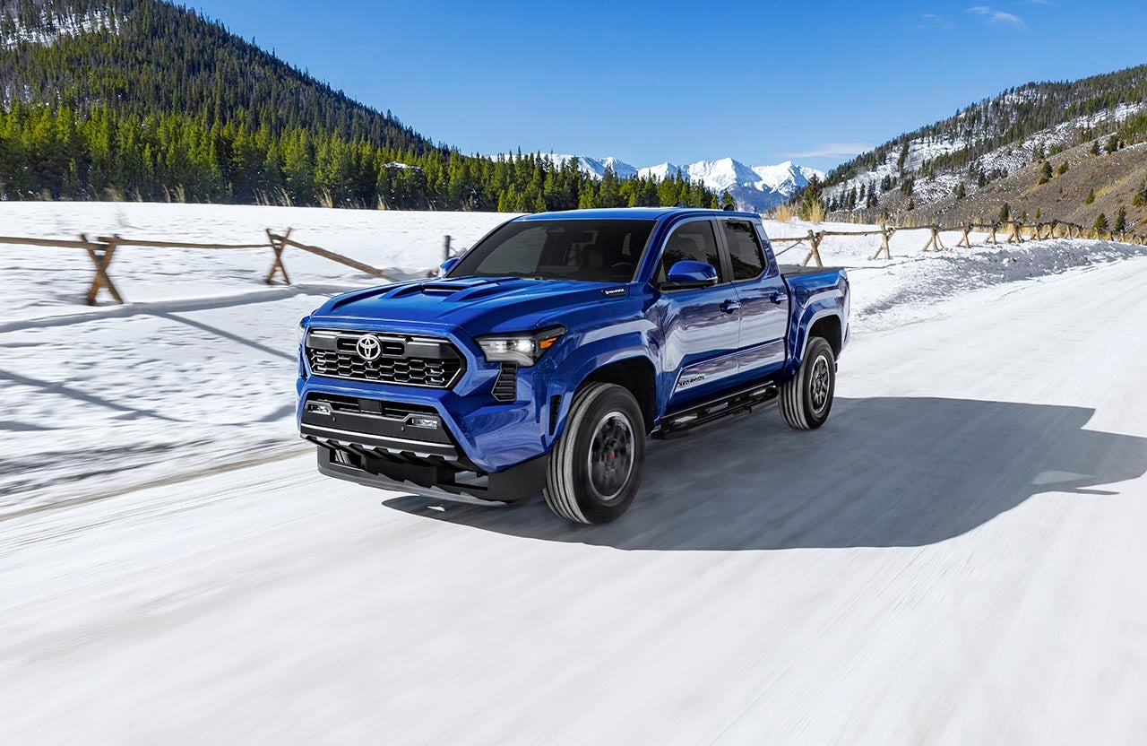 Toyota Tacoma driving through snow in Sheridan WY